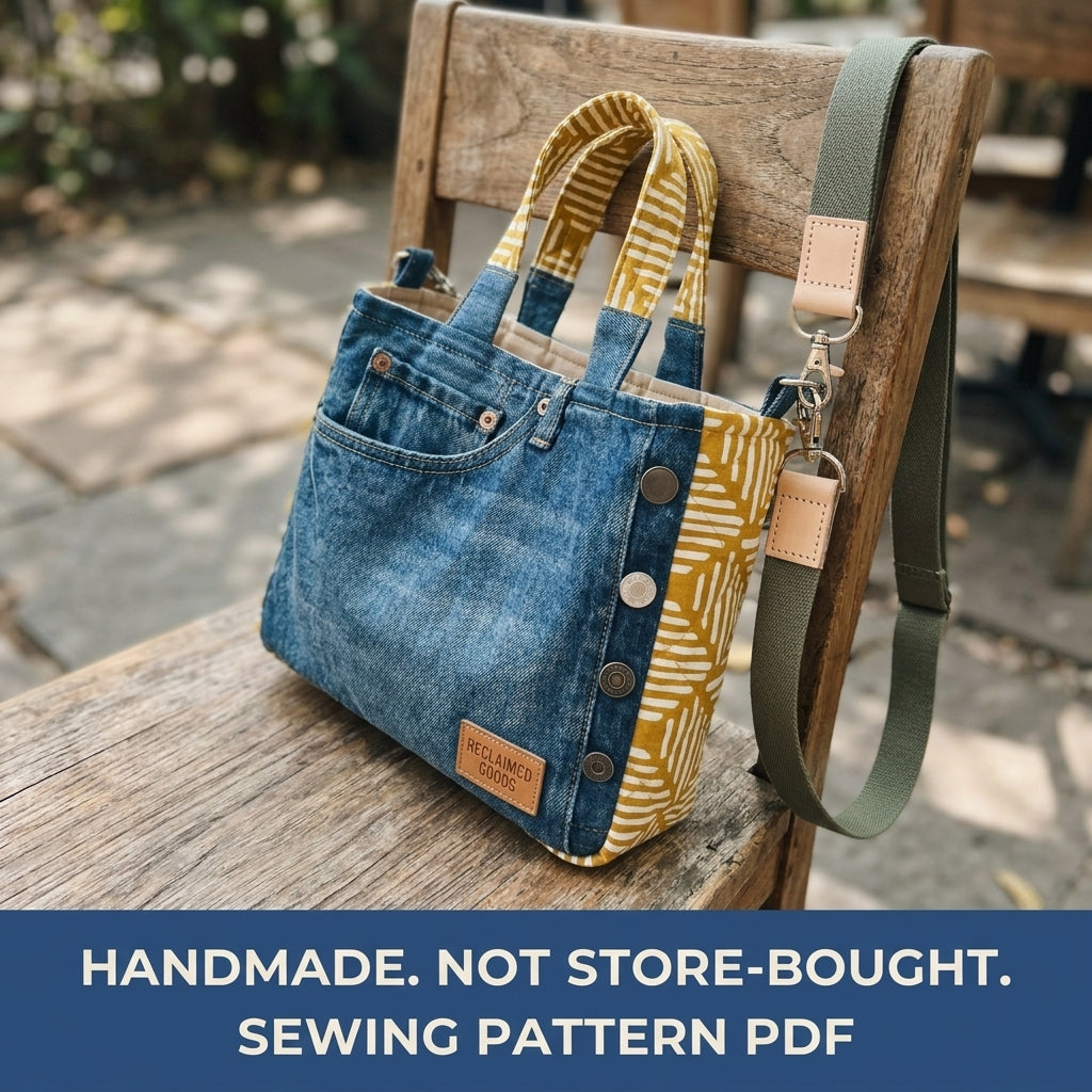 Jeans Pocket Mini Tote Sewing Pattern PDF – Upcycled Denim Crossbody