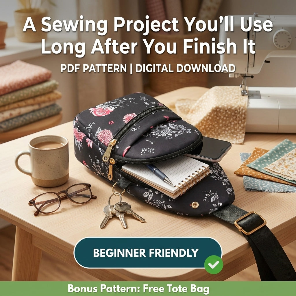 Sling Bag Sewing Pattern — Crossbody Chest Bag with Two Zip Pockets, Beginner Friendly, PDF Download