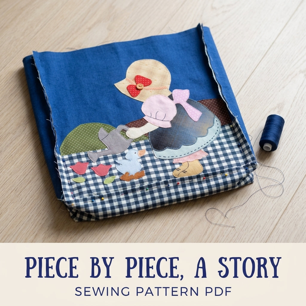 Sunbonnet Girl Appliqué Tote Sewing Pattern PDF – Zip Tote with Appliqué Scene
