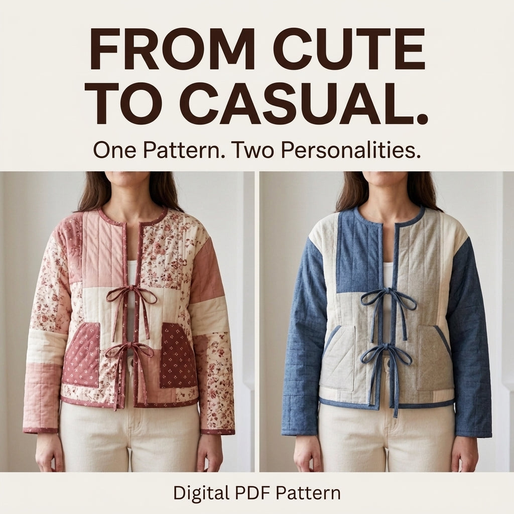 Tie-Front Quilted Jacket – PDF Sewing Pattern