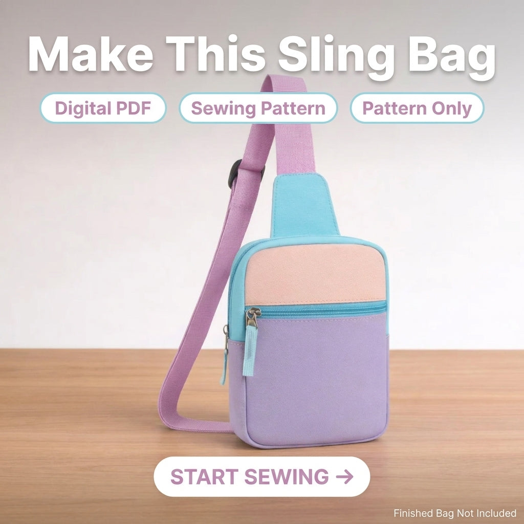 Sling Bag PDF Sewing Pattern | Colour Block Crossbody Chest Bag | Beginner Zip Bag Project | Instant Download