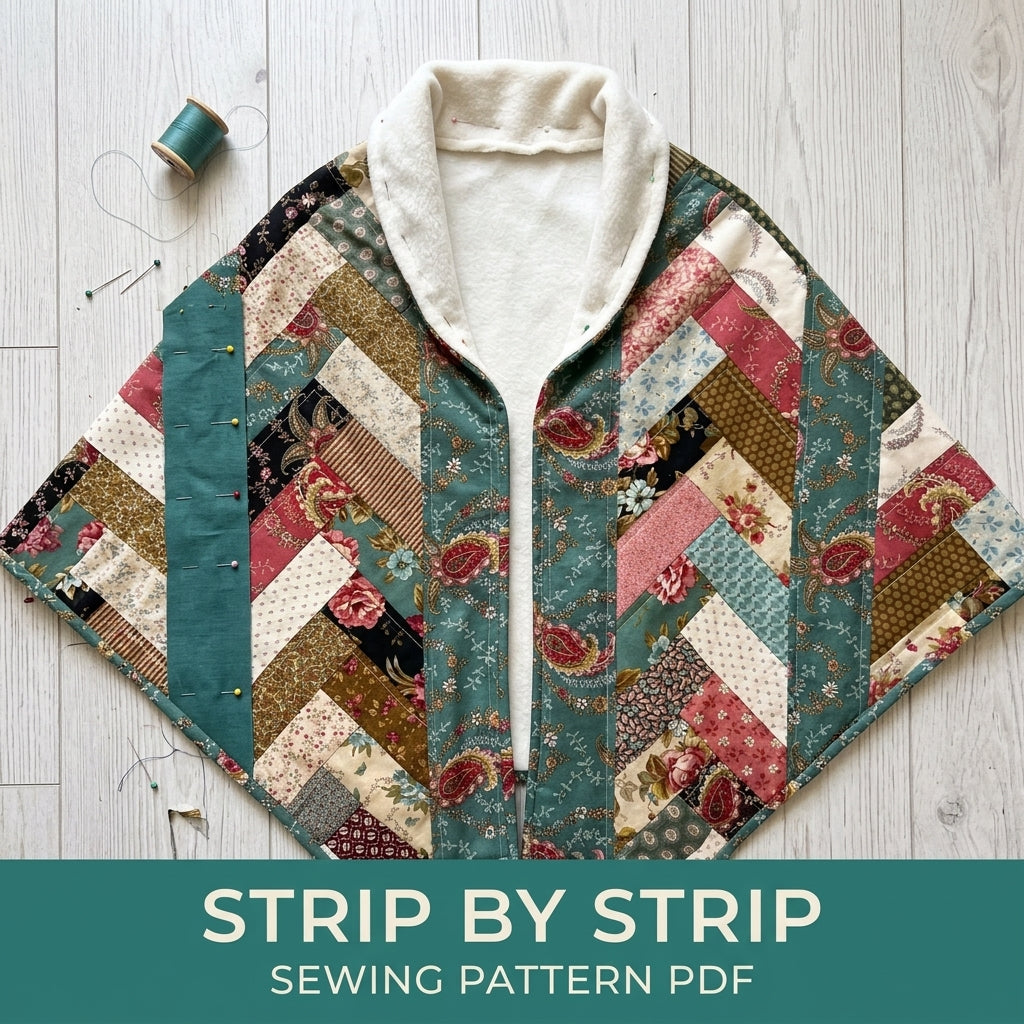 Herringbone Strip Quilted Wrap Sewing Pattern PDF – Herringbone Strip Shoulder Cape