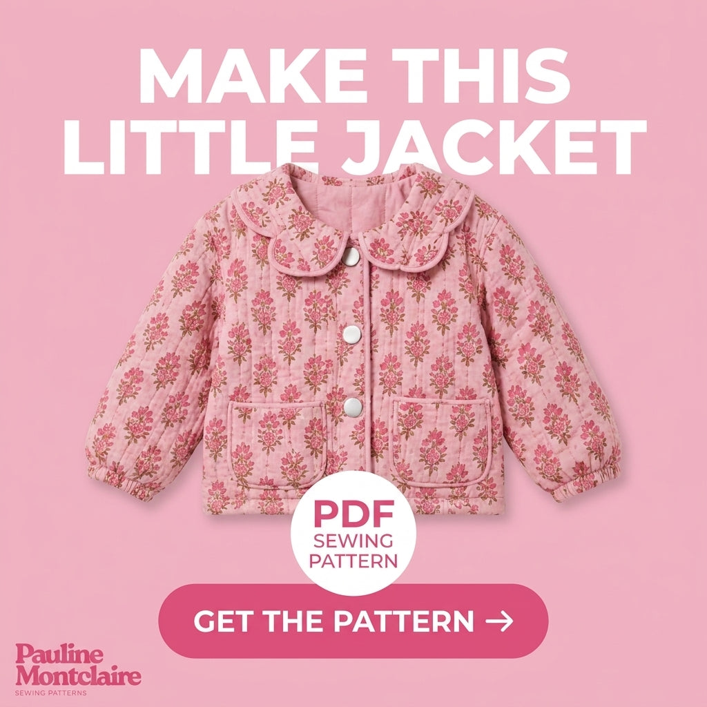 Girls' Quilted Jacket Sewing Pattern — Scalloped Peter Pan Collar Jacket, Ages 6 Months to 10 Years, PDF Download