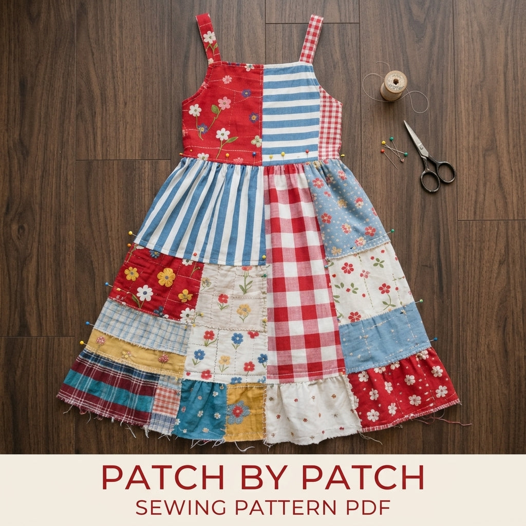 Patchwork Strap Sundress Sewing Pattern PDF – Scrappy Cottage Dress
