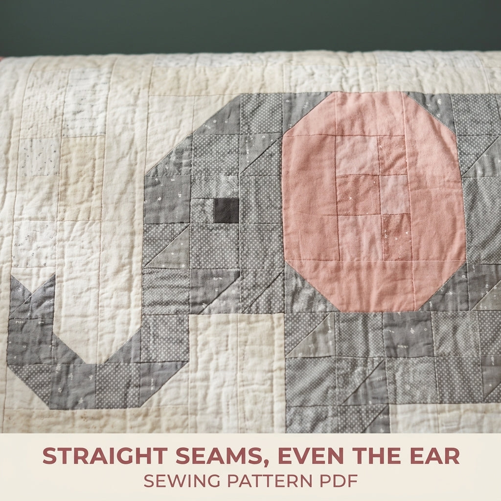 Elephant Baby Quilt Pattern PDF – Pieced Nursery Quilt in Grey and Pink