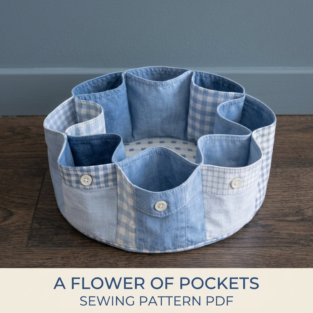 Shirt Pocket Petal Organizer Sewing Pattern PDF – Upcycled Shirt Sewing Caddy