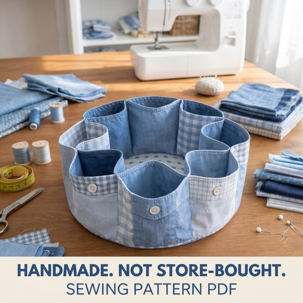 Shirt Pocket Petal Organizer Sewing Pattern PDF – Upcycled Shirt Sewing Caddy