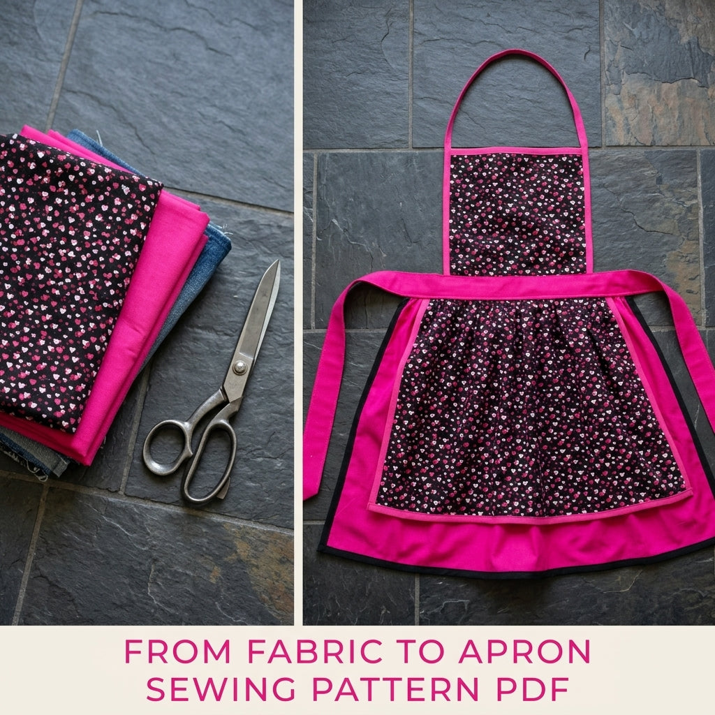 Pink Heart Layered Apron Sewing Pattern PDF – Easy Bound Apron