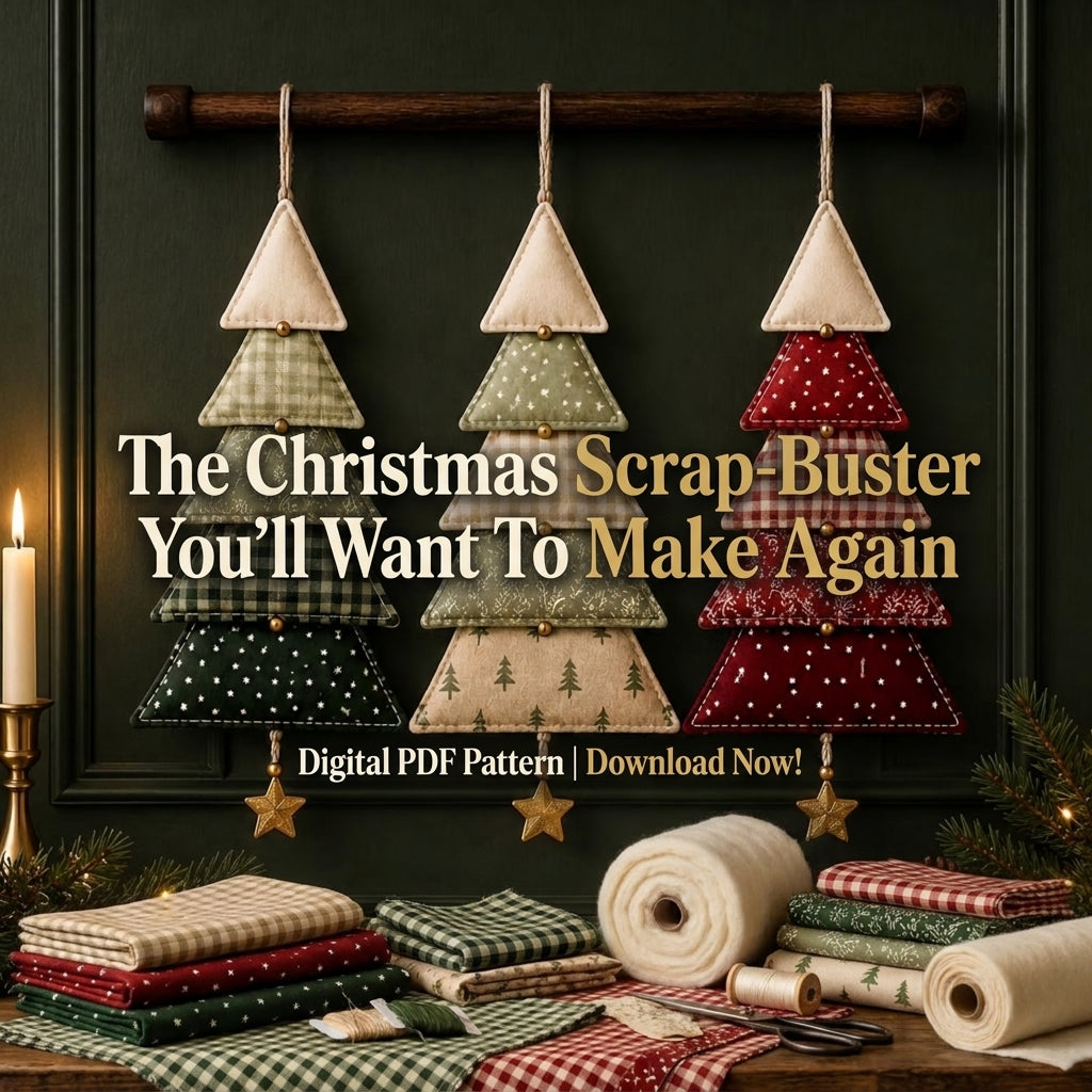 Hanging Fabric Christmas Trees Sewing Pattern — Set of 3 Tiered Tree Ornaments with Star Charms, PDF Download
