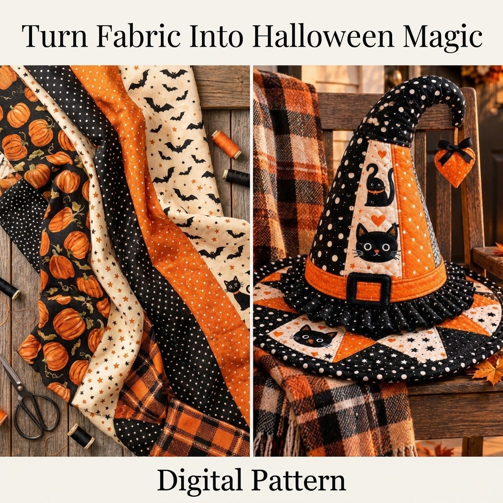 Witch Hat PDF Sewing Pattern | Toddler to Adult XL | Beginner-Friendly Halloween Costume Hat | Instant Download