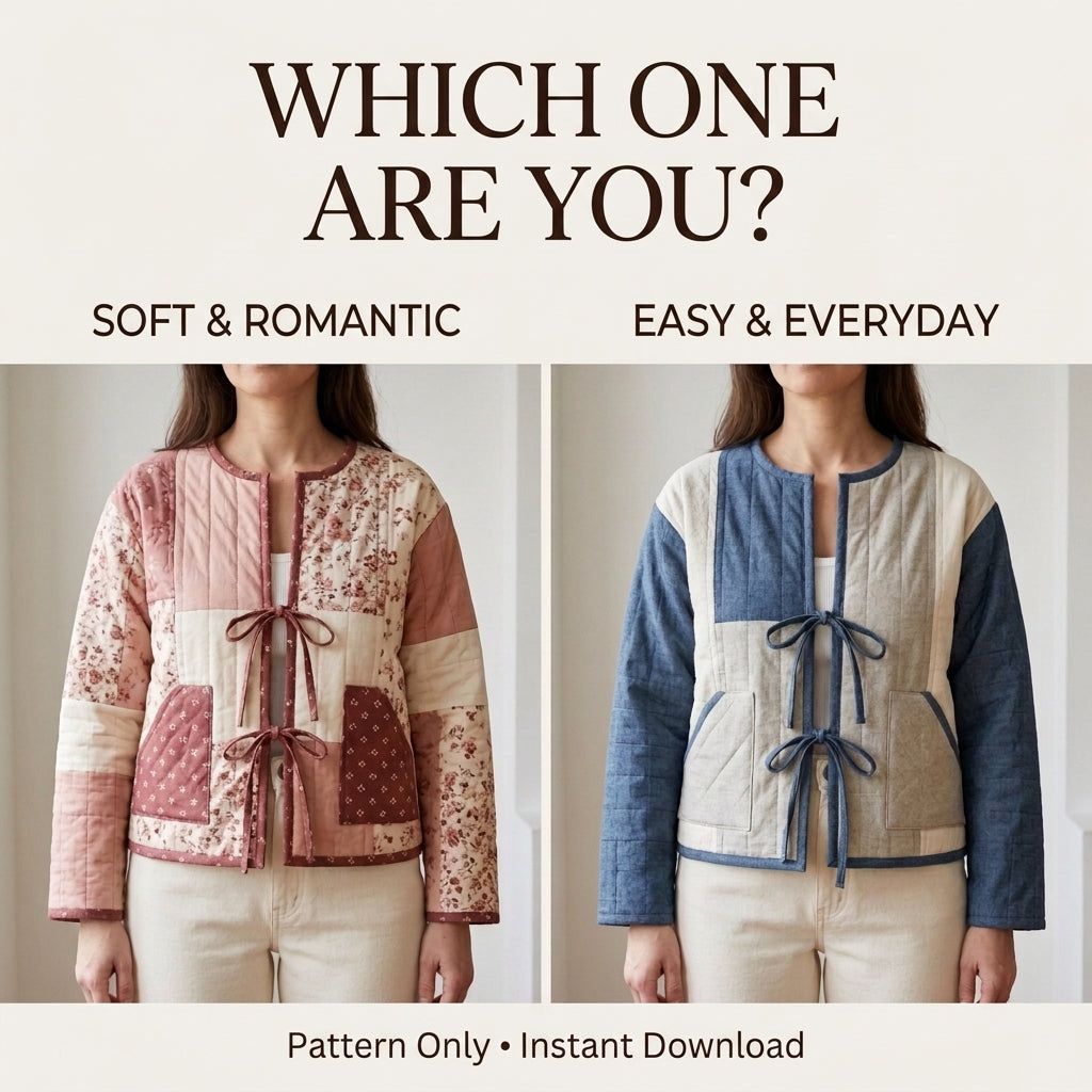 Tie-Front Quilted Jacket – PDF Sewing Pattern