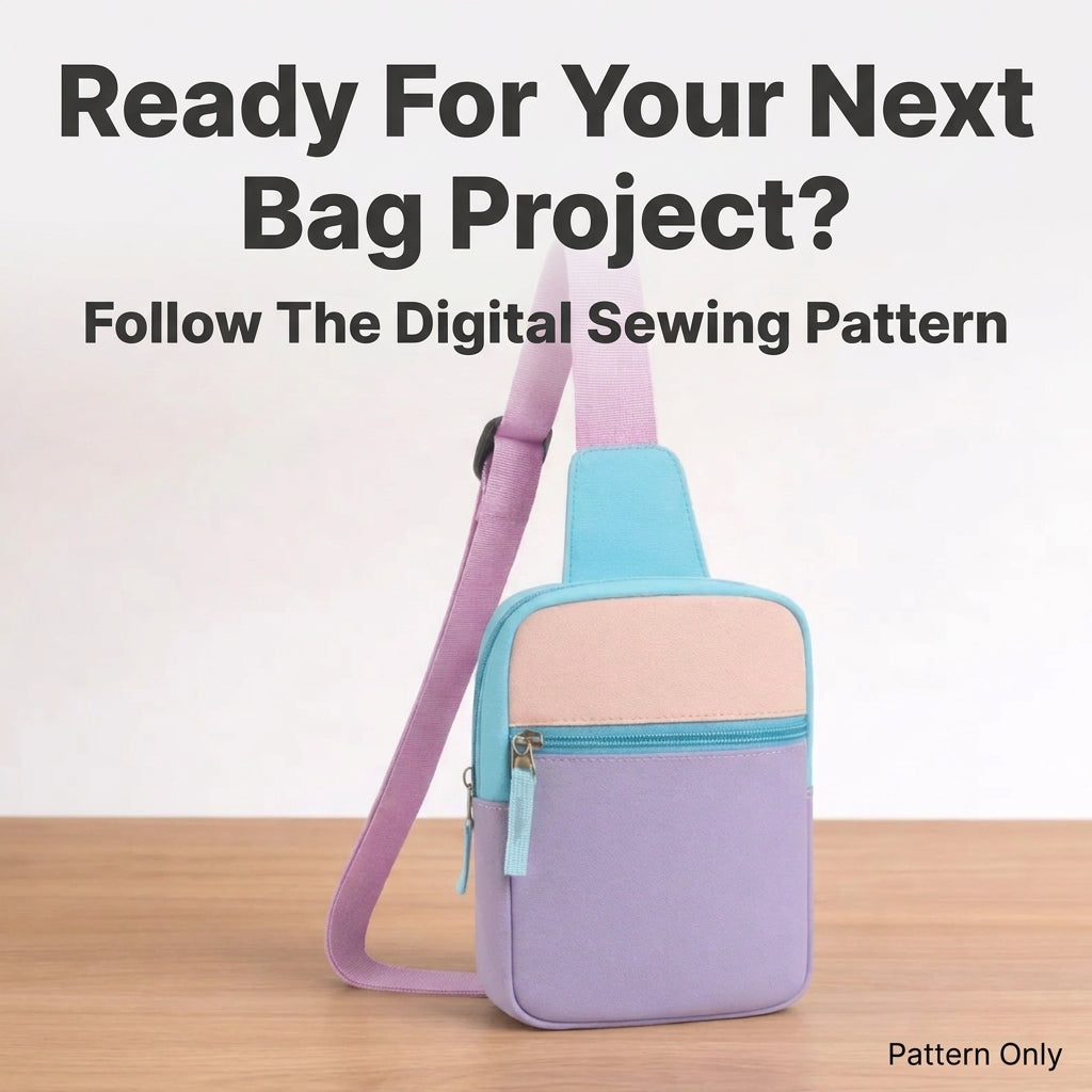 Sling Bag PDF Sewing Pattern | Colour Block Crossbody Chest Bag | Beginner Zip Bag Project | Instant Download