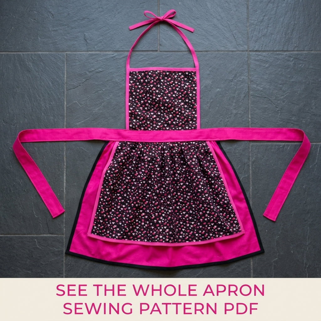 Pink Heart Layered Apron Sewing Pattern PDF – Easy Bound Apron