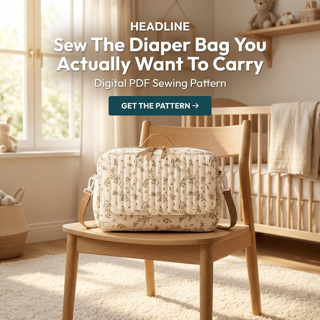 Quilted Diaper Bag PDF Sewing Pattern | Channel Quilted Baby Changing Bag with Crossbody Strap | Beginner Friendly | Instant Download