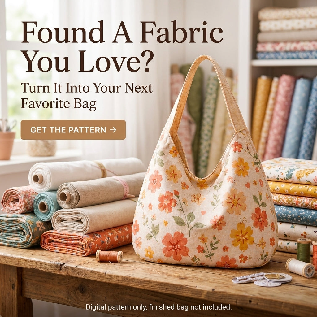 Floral Hobo Bag PDF Sewing Pattern | Slouchy Shoulder Bag with Single Strap | Beginner Bag Sewing Project | Instant Download