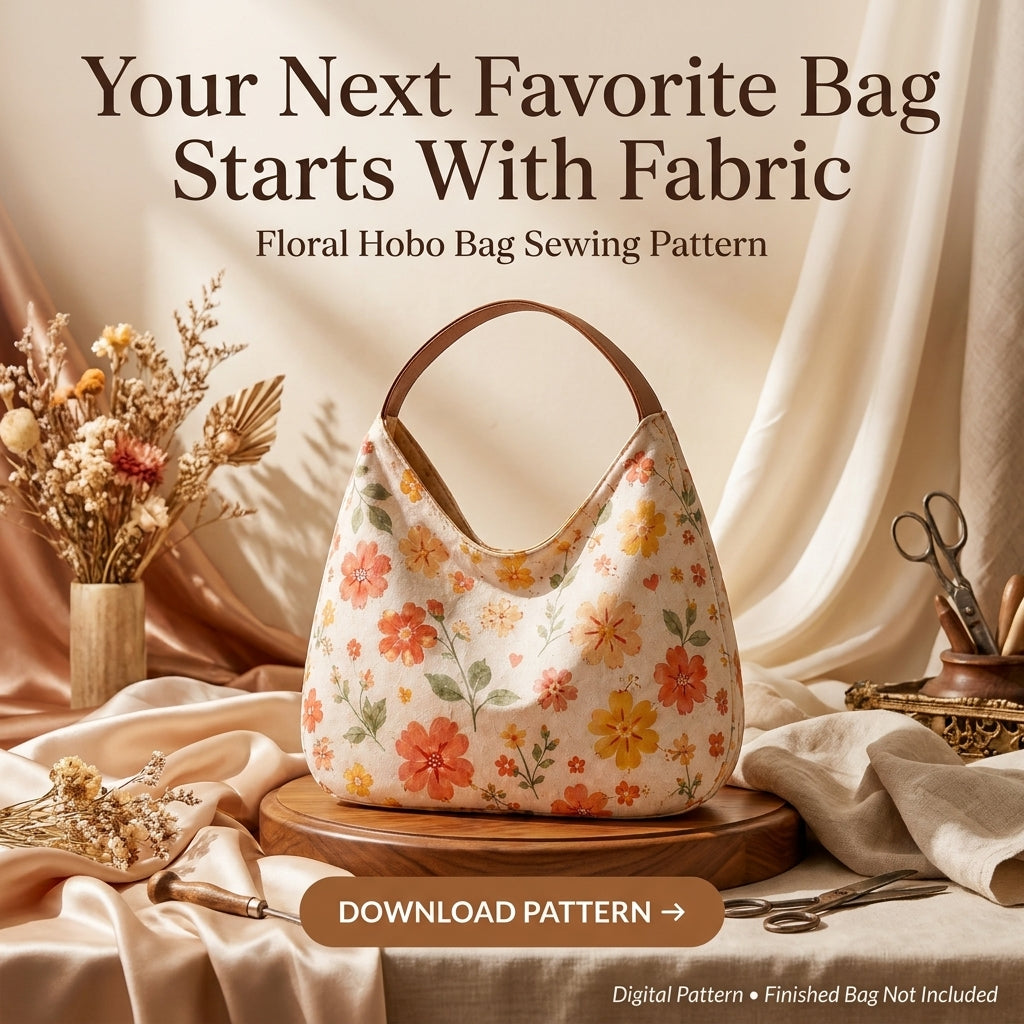 Floral Hobo Bag PDF Sewing Pattern | Slouchy Shoulder Bag with Single Strap | Beginner Bag Sewing Project | Instant Download