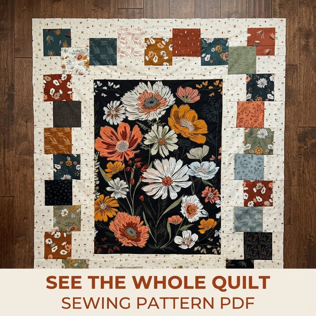 Panel Quilt Sewing Pattern PDF – Stepped Squares Frame for Any Fabric Panel