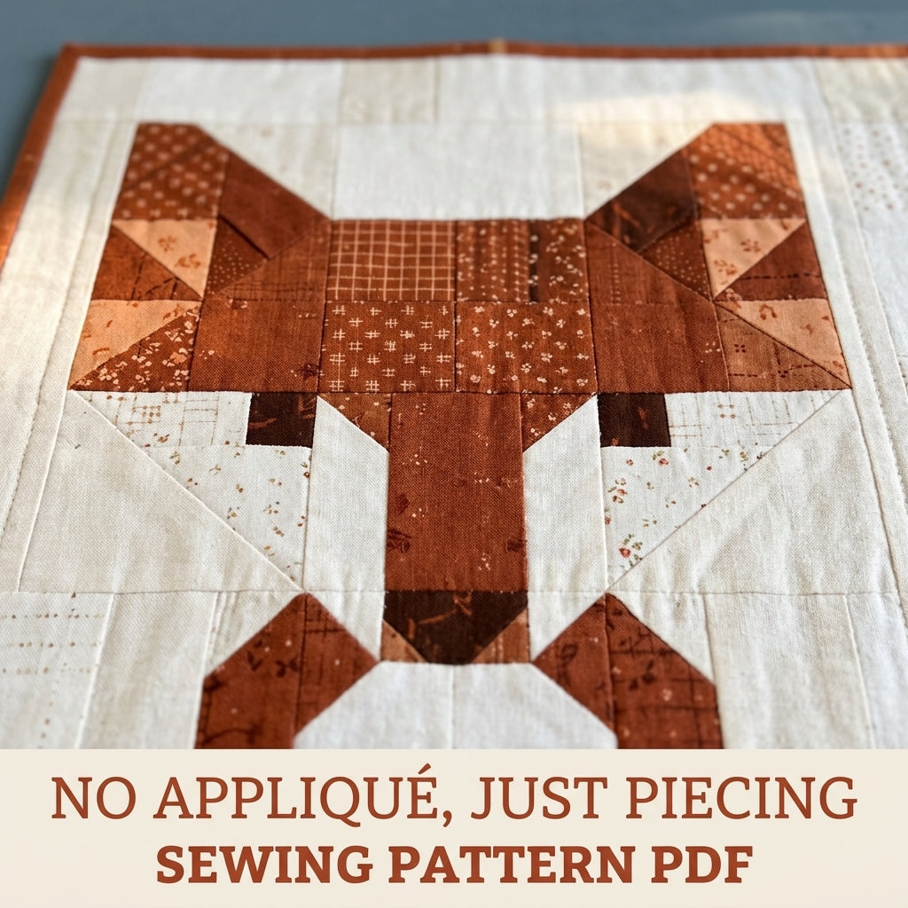 Fox Baby Quilt Pattern PDF – Woodland Pieced Nursery Quilt with Mustard Border