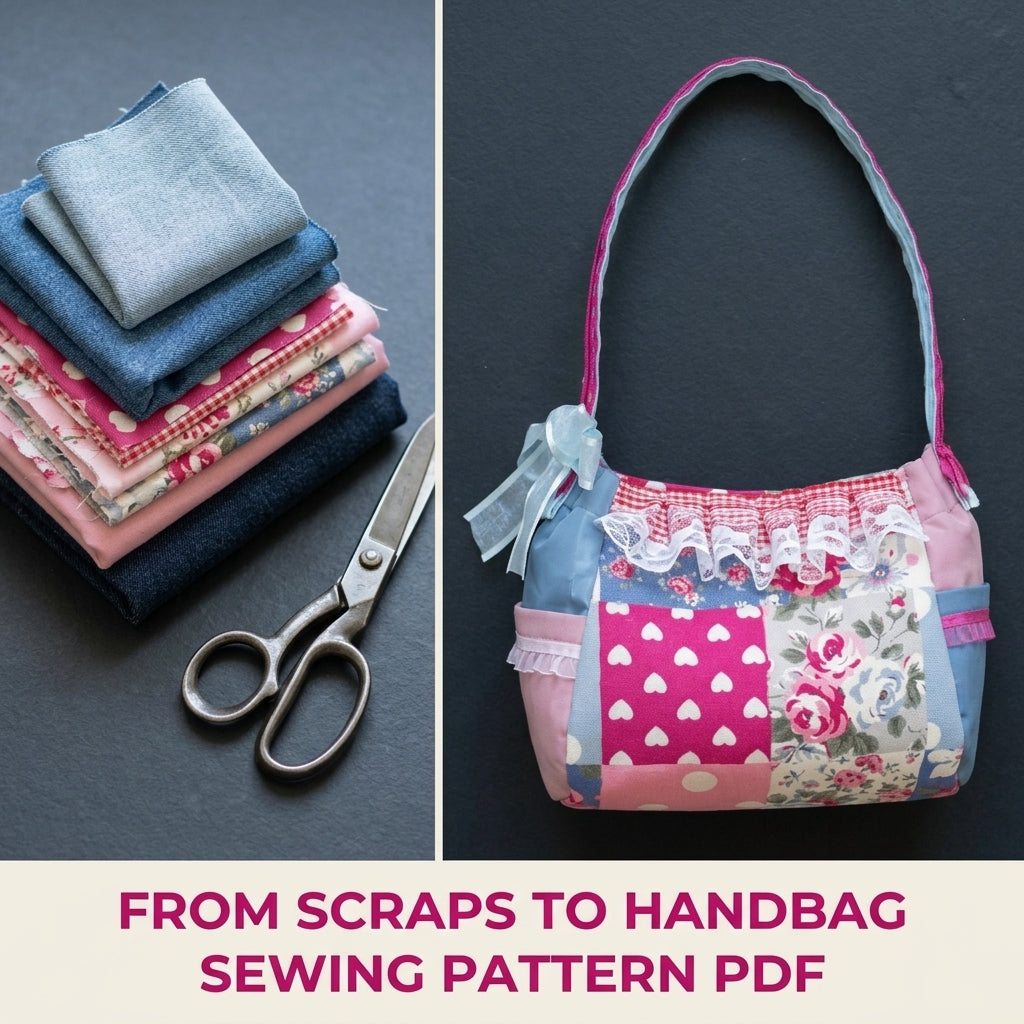 Lace Ruffle Patchwork Handbag Sewing Pattern PDF – Girly Shoulder Bag