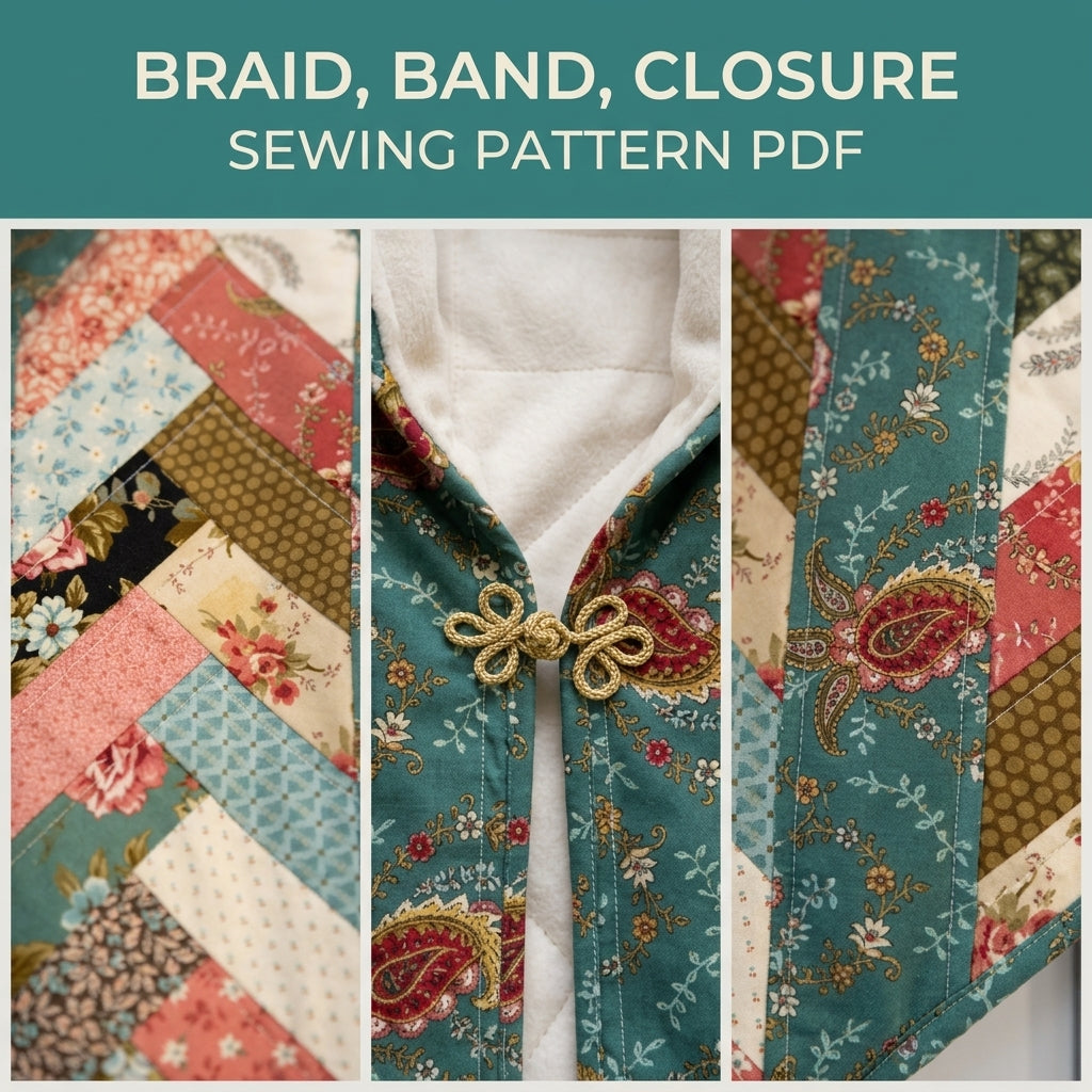 Herringbone Strip Quilted Wrap Sewing Pattern PDF – Herringbone Strip Shoulder Cape