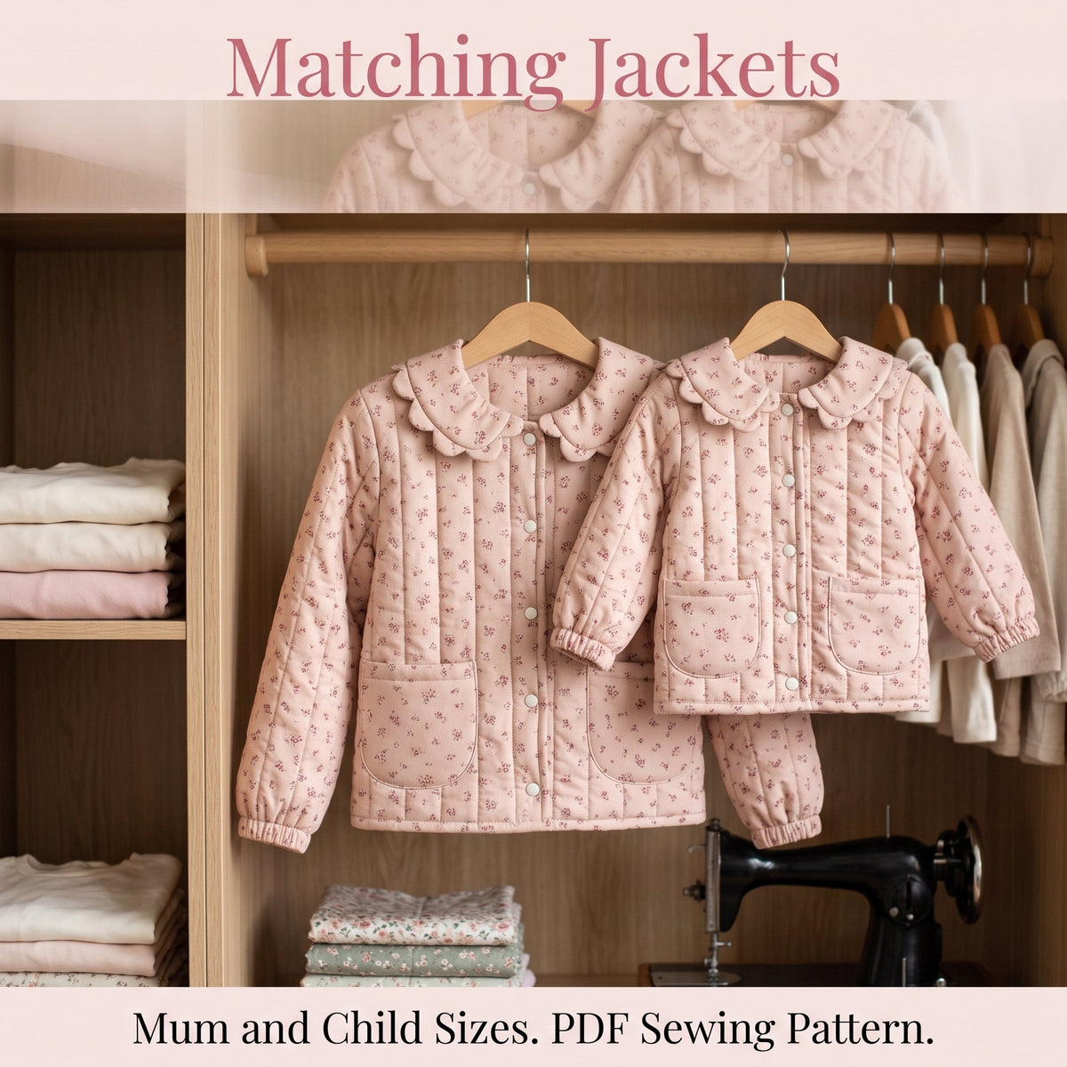 Matching Mom and Child Quilted Jacket Sewing Pattern – Scalloped Collar