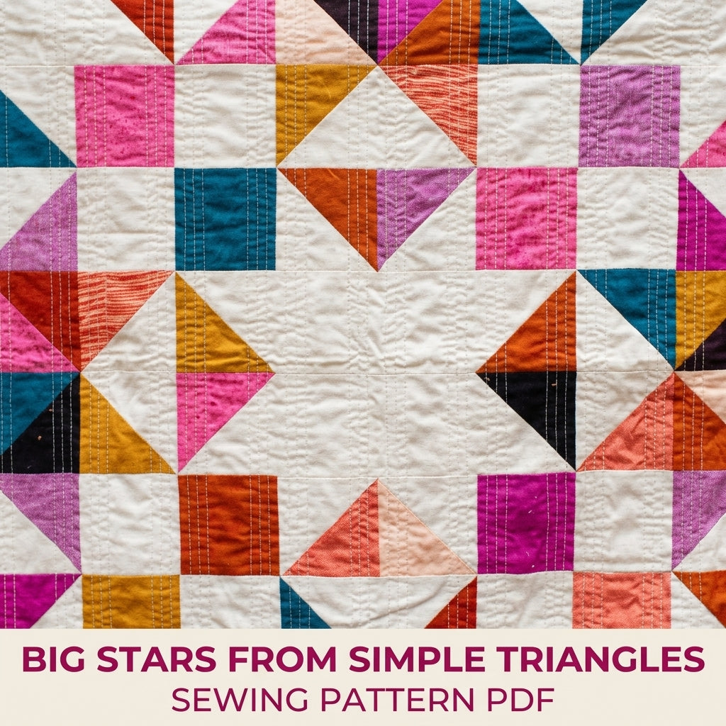 Modern Big Star Quilt Pattern PDF – Bold Half-Square Triangle Star Quilt
