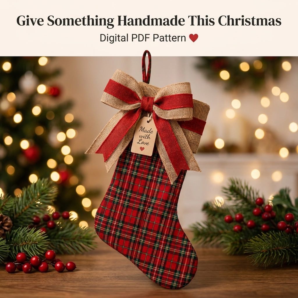 Fold-Over Christmas Stocking PDF Sewing Pattern | 6 Sizes XS to XXL | Lined Cuffed Stocking | Instant Download