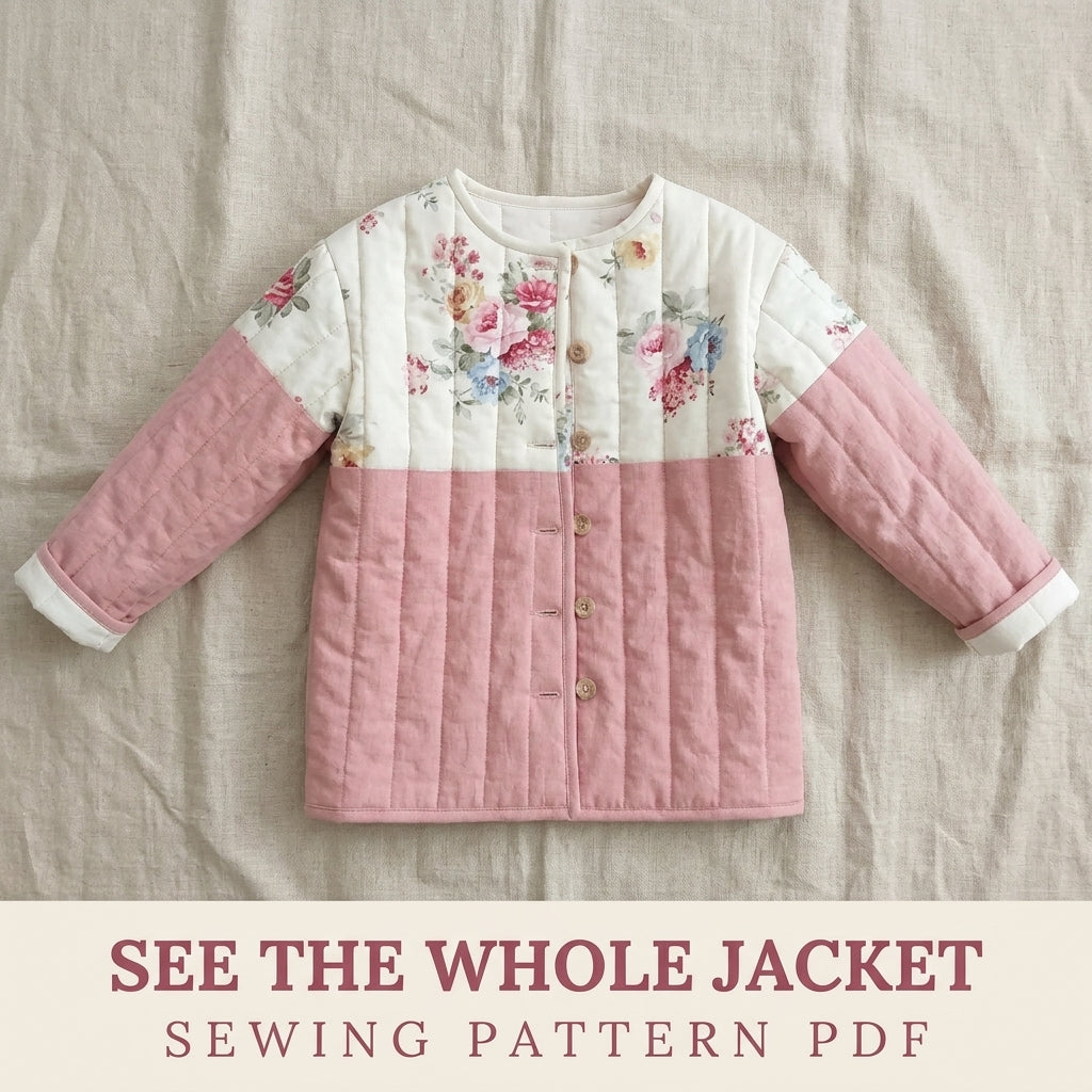 Girls Rose Quilted Jacket Sewing Pattern PDF – Kids Quilted Coat