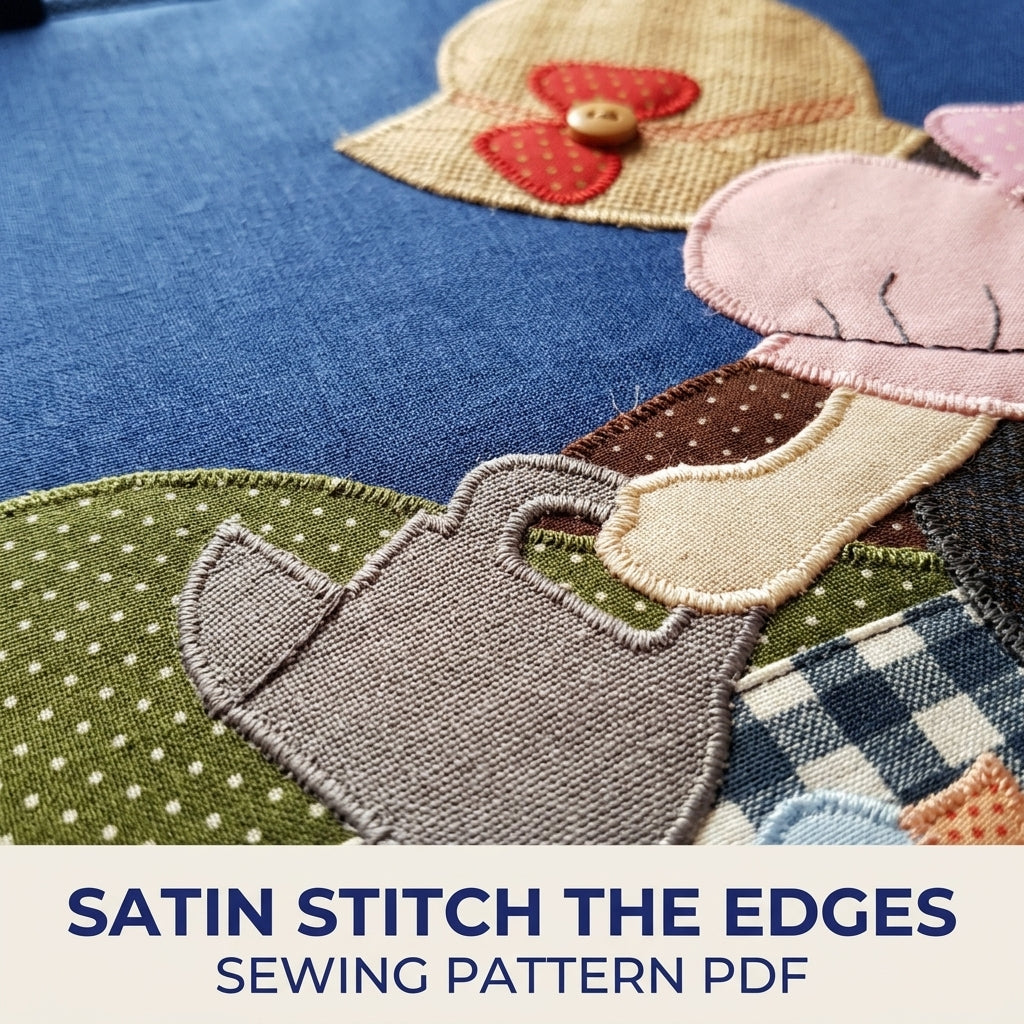 Sunbonnet Girl Appliqué Tote Sewing Pattern PDF – Zip Tote with Appliqué Scene