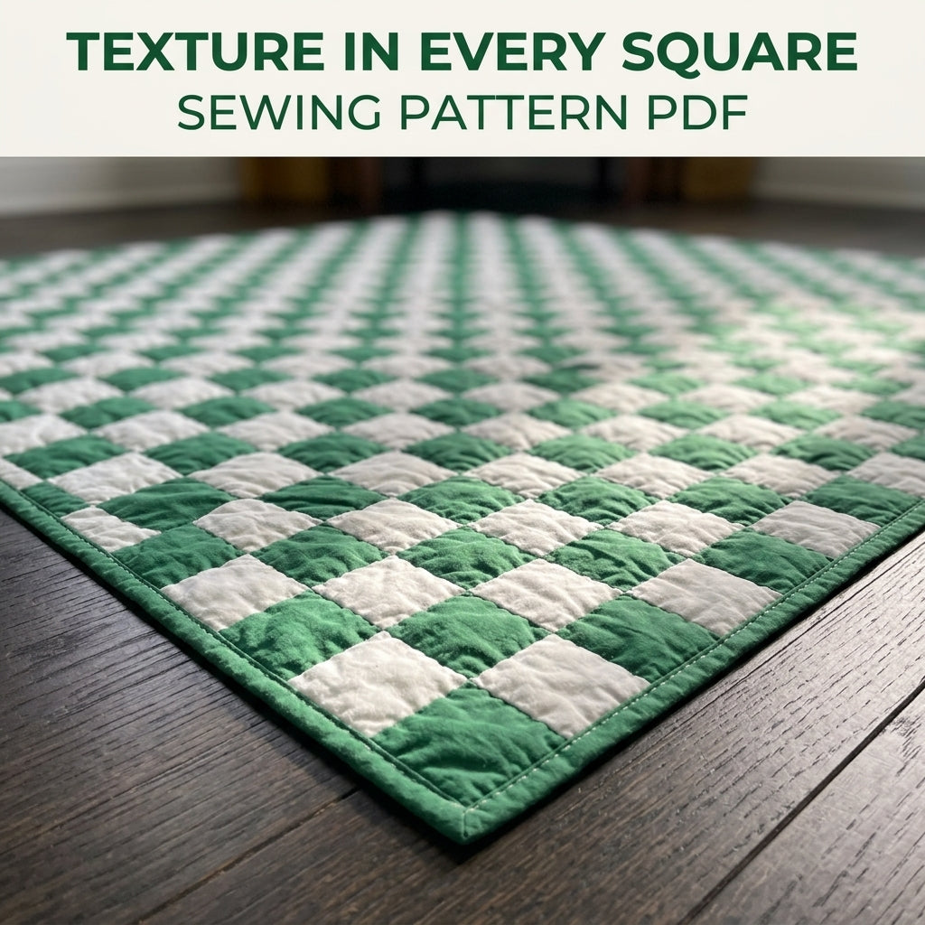 Green Checkerboard Quilt Pattern PDF – Easy Two-Colour Squares Throw Quilt