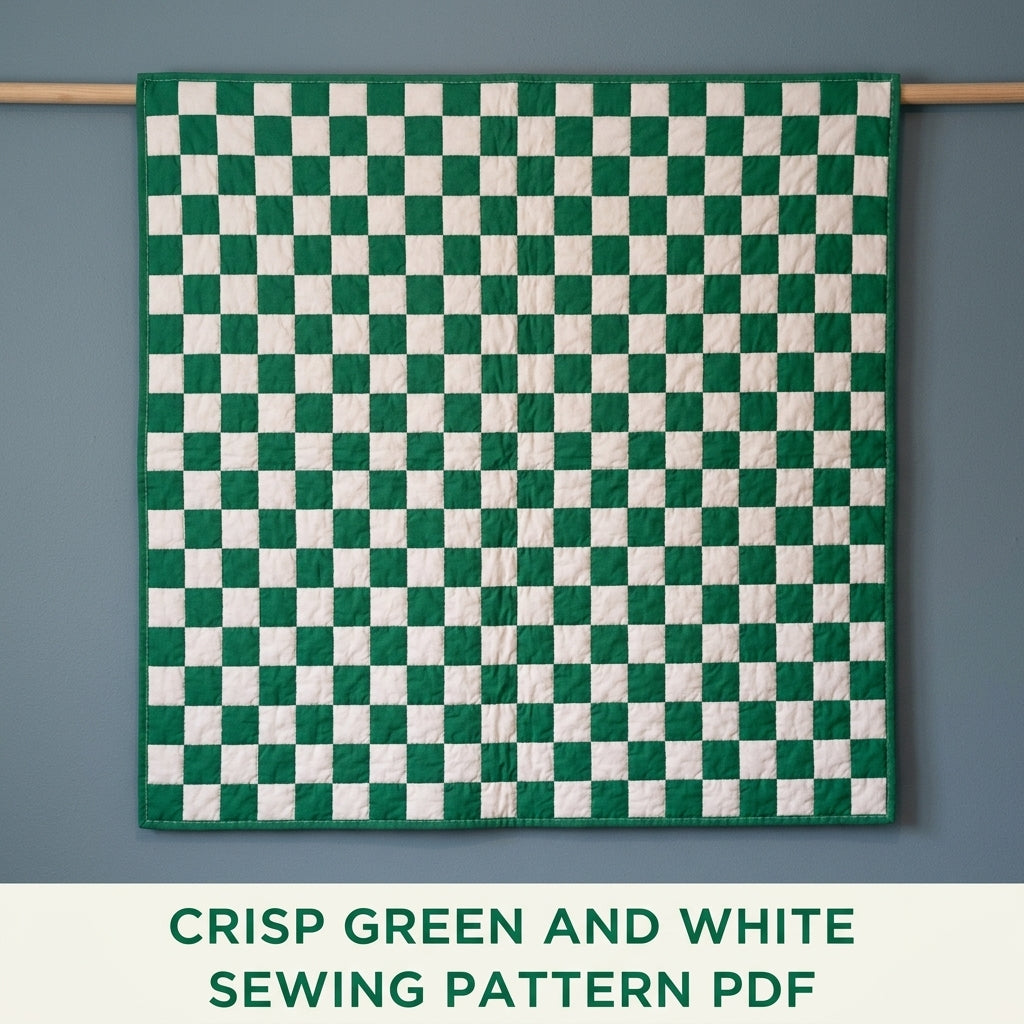 Green Checkerboard Quilt Pattern PDF – Easy Two-Colour Squares Throw Quilt