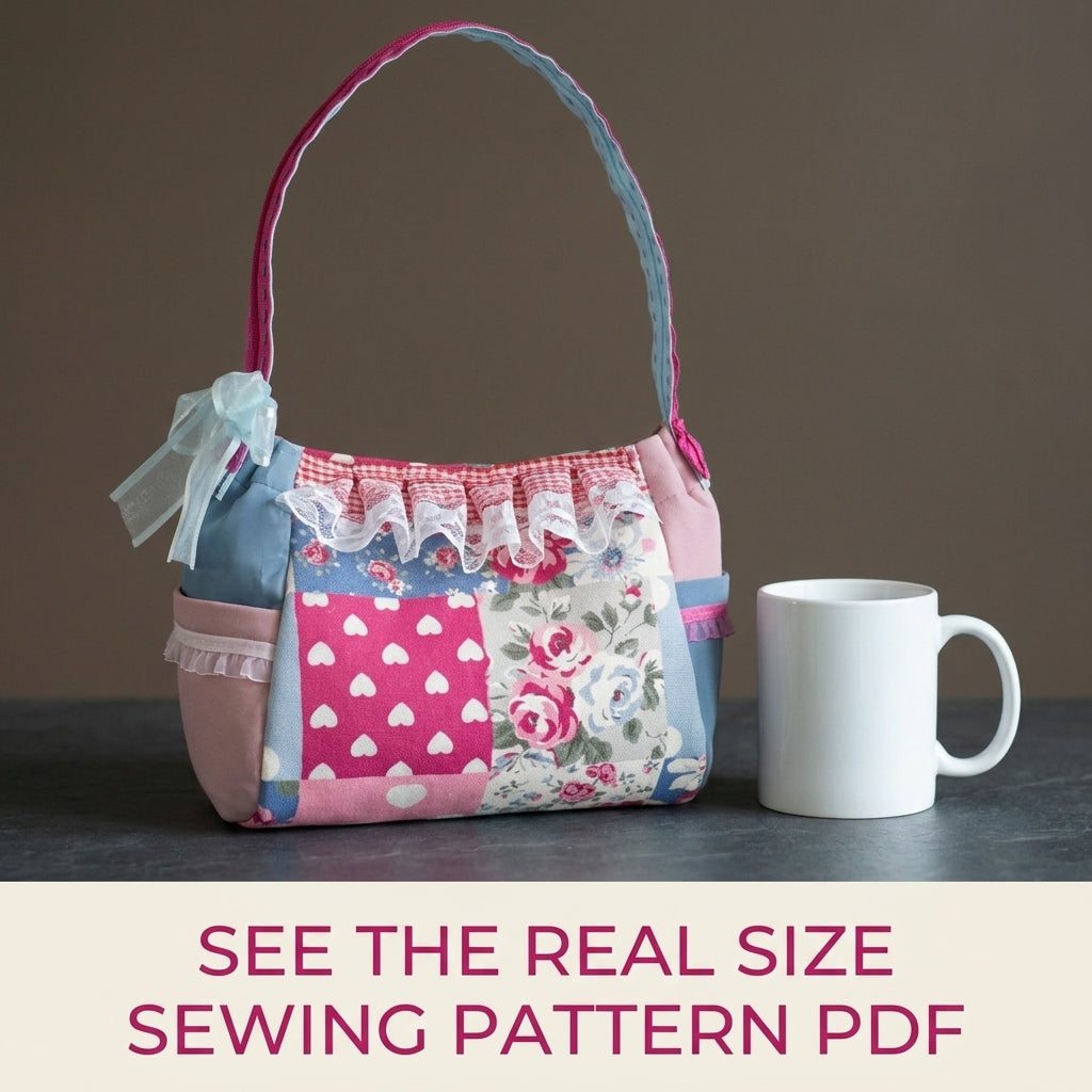 Lace Ruffle Patchwork Handbag Sewing Pattern PDF – Girly Shoulder Bag