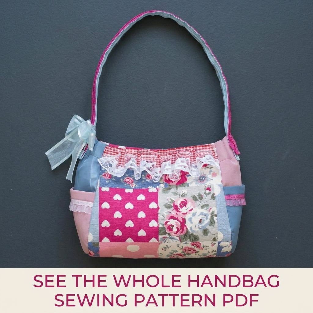 Lace Ruffle Patchwork Handbag Sewing Pattern PDF – Girly Shoulder Bag