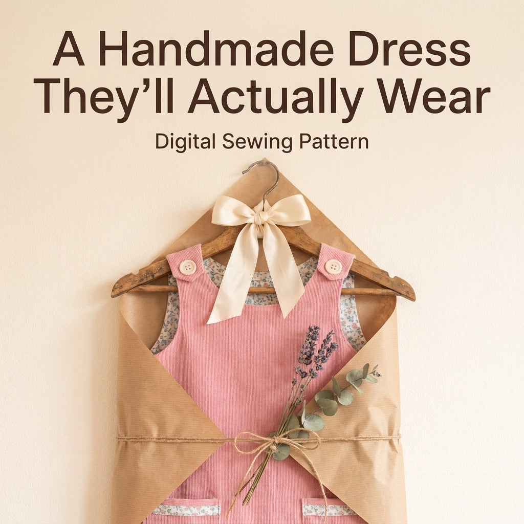 Girls' Pinafore Dress Sewing Pattern — Lined A-Line Pinafore with Patch Pockets, Ages 1–10, PDF Download