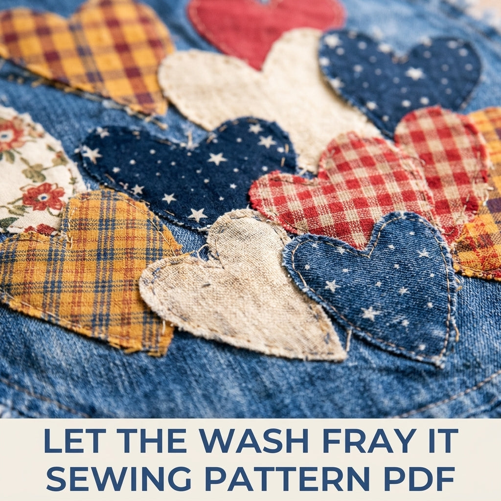 Denim Heart Placemats Sewing Pattern PDF – Upcycled Jeans Table Mats