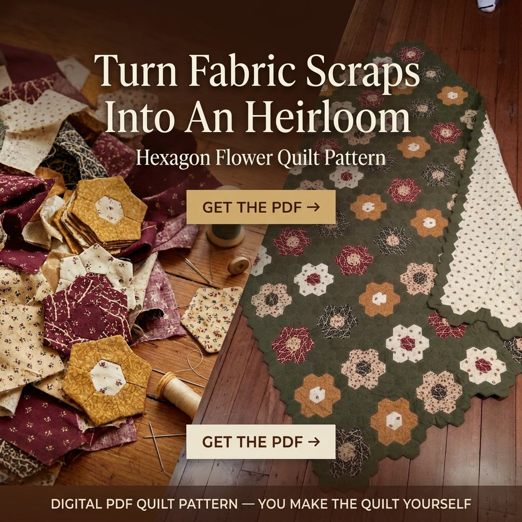 Grandmother's Flower Garden Hexagon Quilt Pattern | English Paper Piecing Hexie Quilt | Vintage Rosette Design | PDF Instant Download