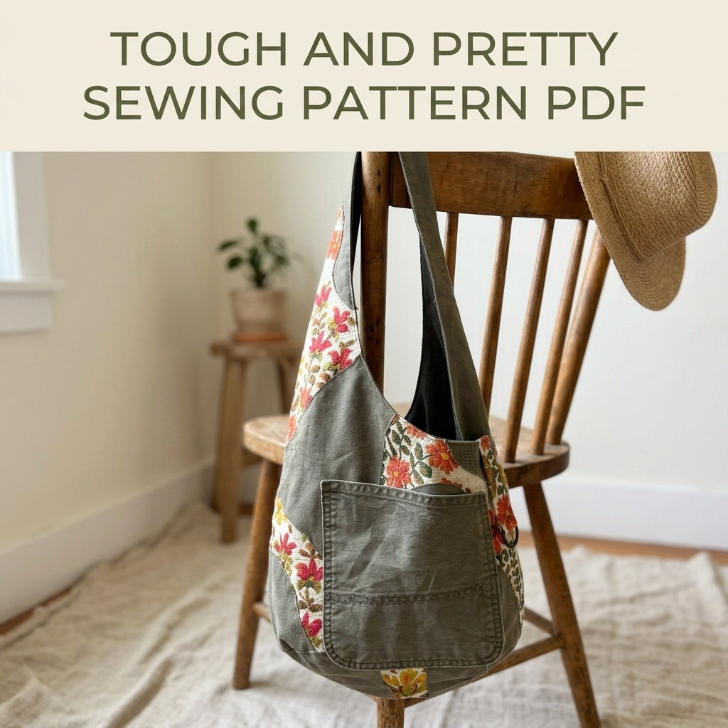 Workwear Floral Hobo Bag Sewing Pattern PDF – Upcycled Canvas Shoulder Bag