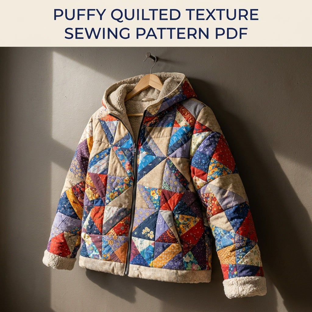 Scrappy Pinwheel Puffer Jacket Sewing Pattern PDF – Quilted Hooded Coat