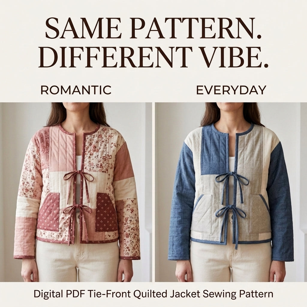 Tie-Front Quilted Jacket – PDF Sewing Pattern