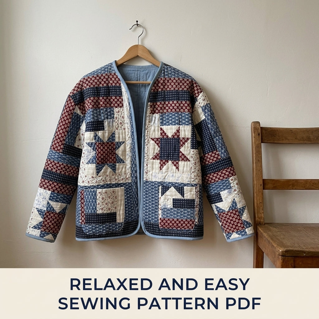 Americana Star Quilt Jacket Sewing Pattern PDF – Patchwork Quilt Coat