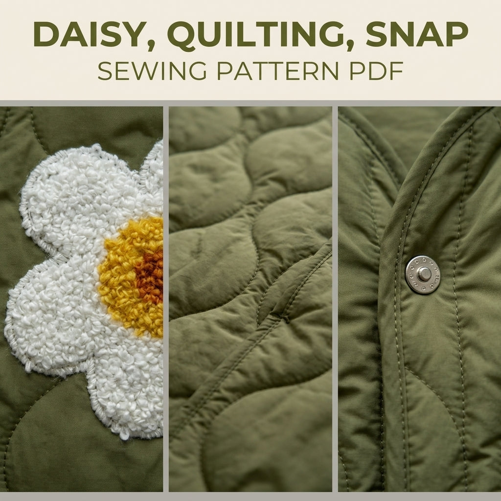 Daisy Quilted Liner Jacket Sewing Pattern PDF – Collarless Quilted Jacket