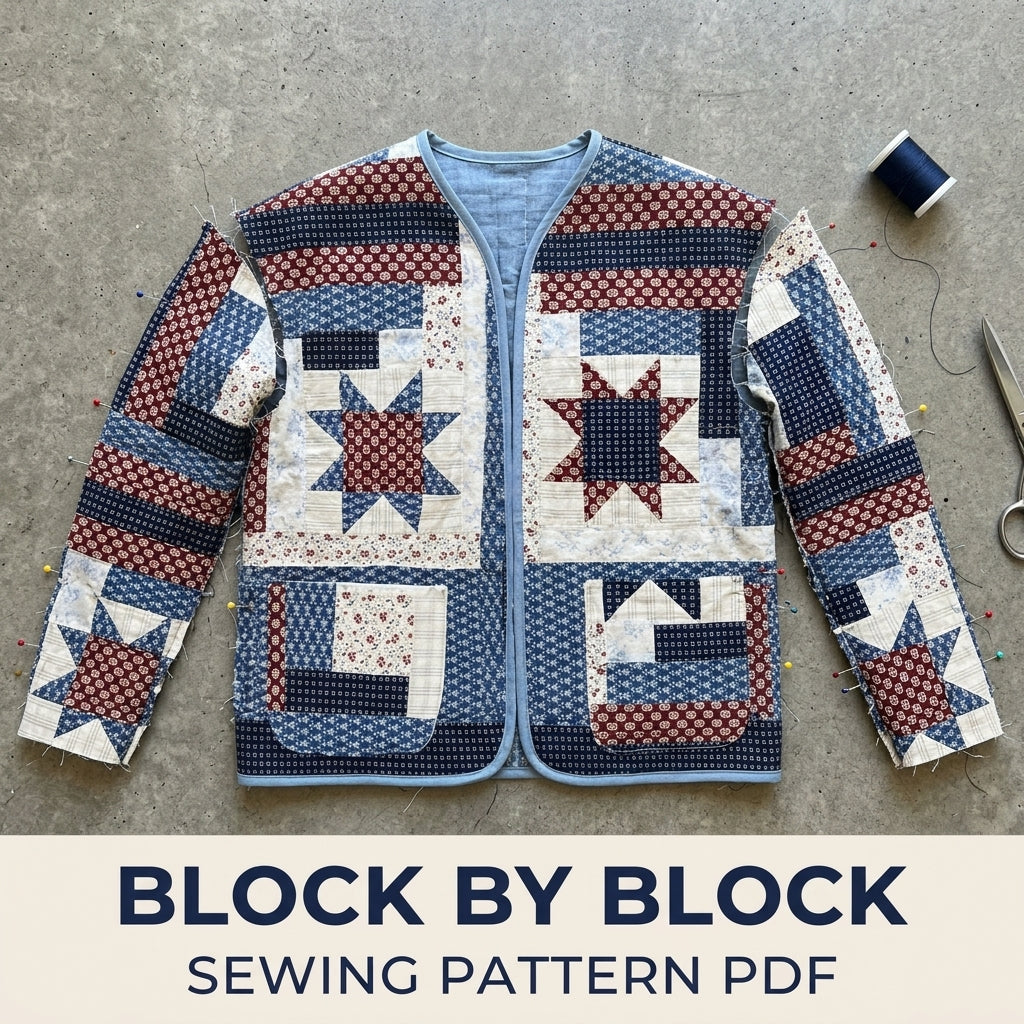 Americana Star Quilt Jacket Sewing Pattern PDF – Patchwork Quilt Coat