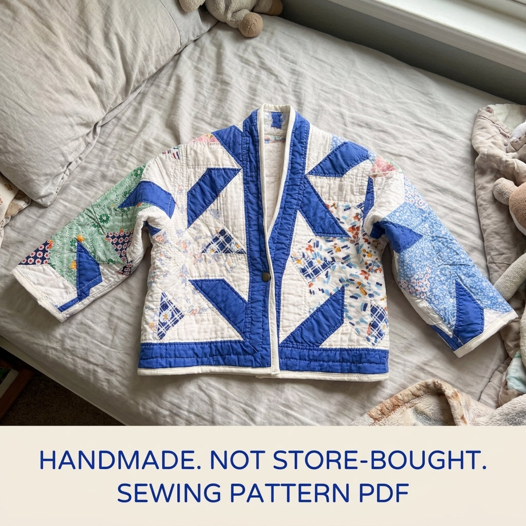 Kids Star Quilt Jacket Sewing Pattern PDF – Children's Jacket from a Vintage Quilt