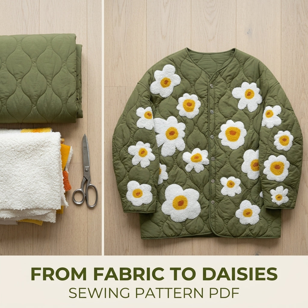 Daisy Quilted Liner Jacket Sewing Pattern PDF – Collarless Quilted Jacket