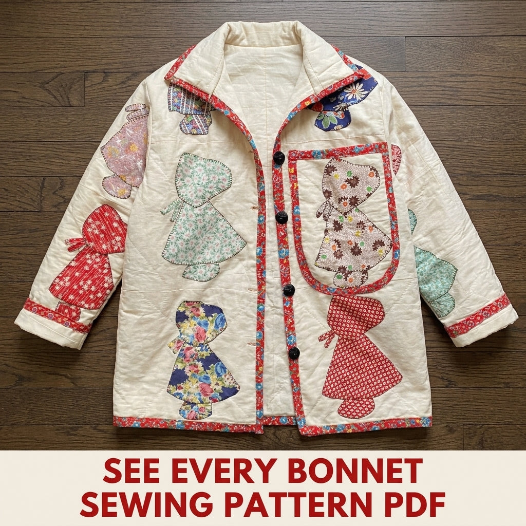 Bonnet Girl Quilt Jacket Pattern PDF – Vintage Appliqué Quilt Coat