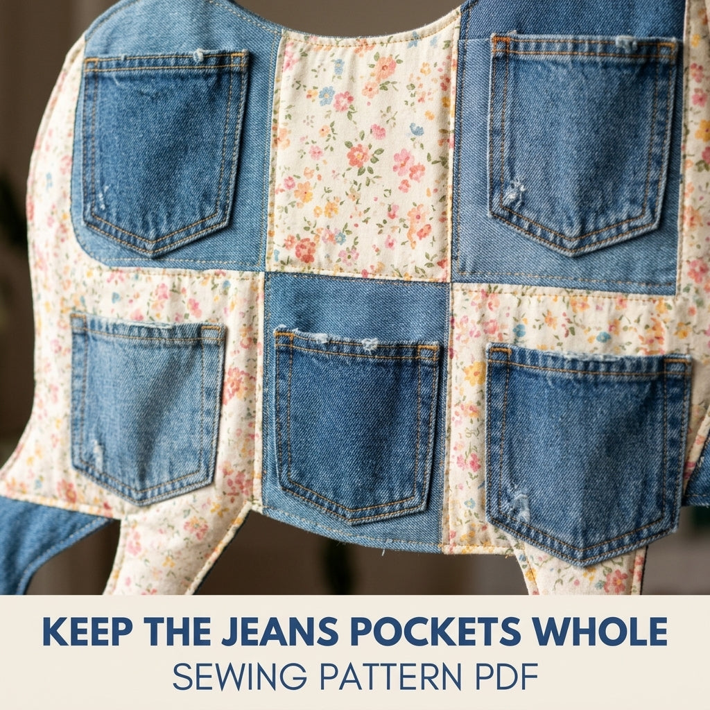 Denim Horse Pocket Organizer Sewing Pattern PDF – Upcycled Jeans Wall Hanging