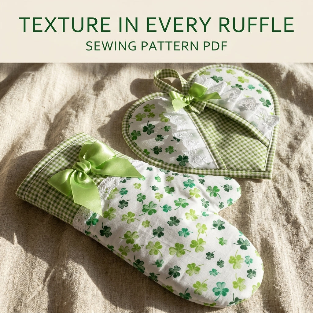 Shamrock Pot Holder and Oven Mitt Set Sewing Pattern PDF – Heart Pot Holder
