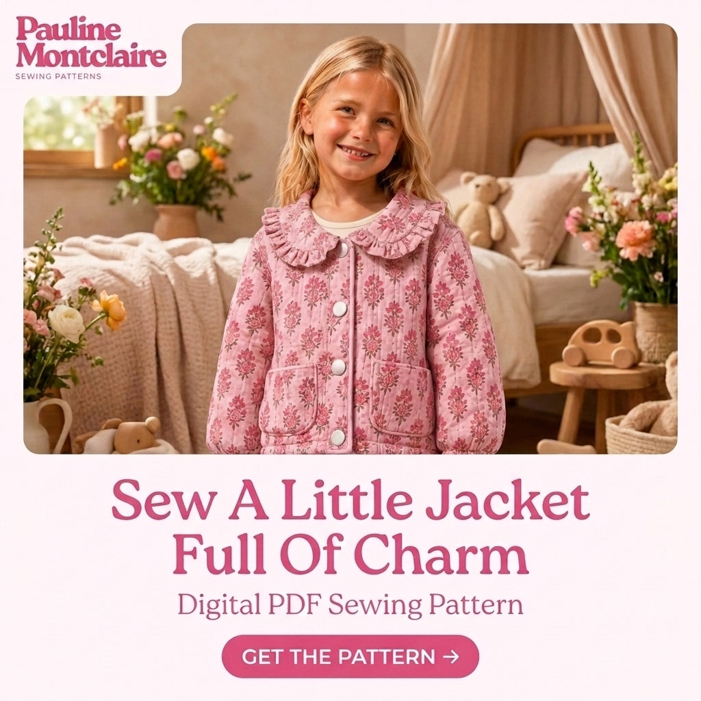 Kids Ruffle Collar Jacket Sewing Pattern PDF – Quilted Child's Jacket with Snaps