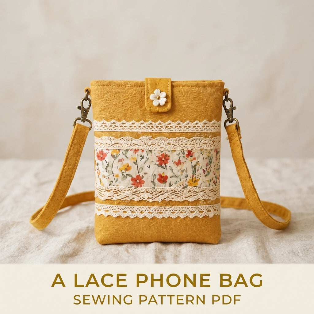 Lace Band Phone Crossbody Bag Sewing Pattern PDF – Small Phone Purse