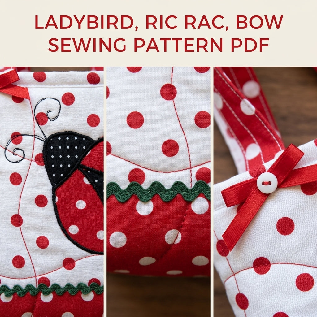 Ladybird Polka Dot Tote Sewing Pattern PDF – Kids Quilted Bag with Appliqué